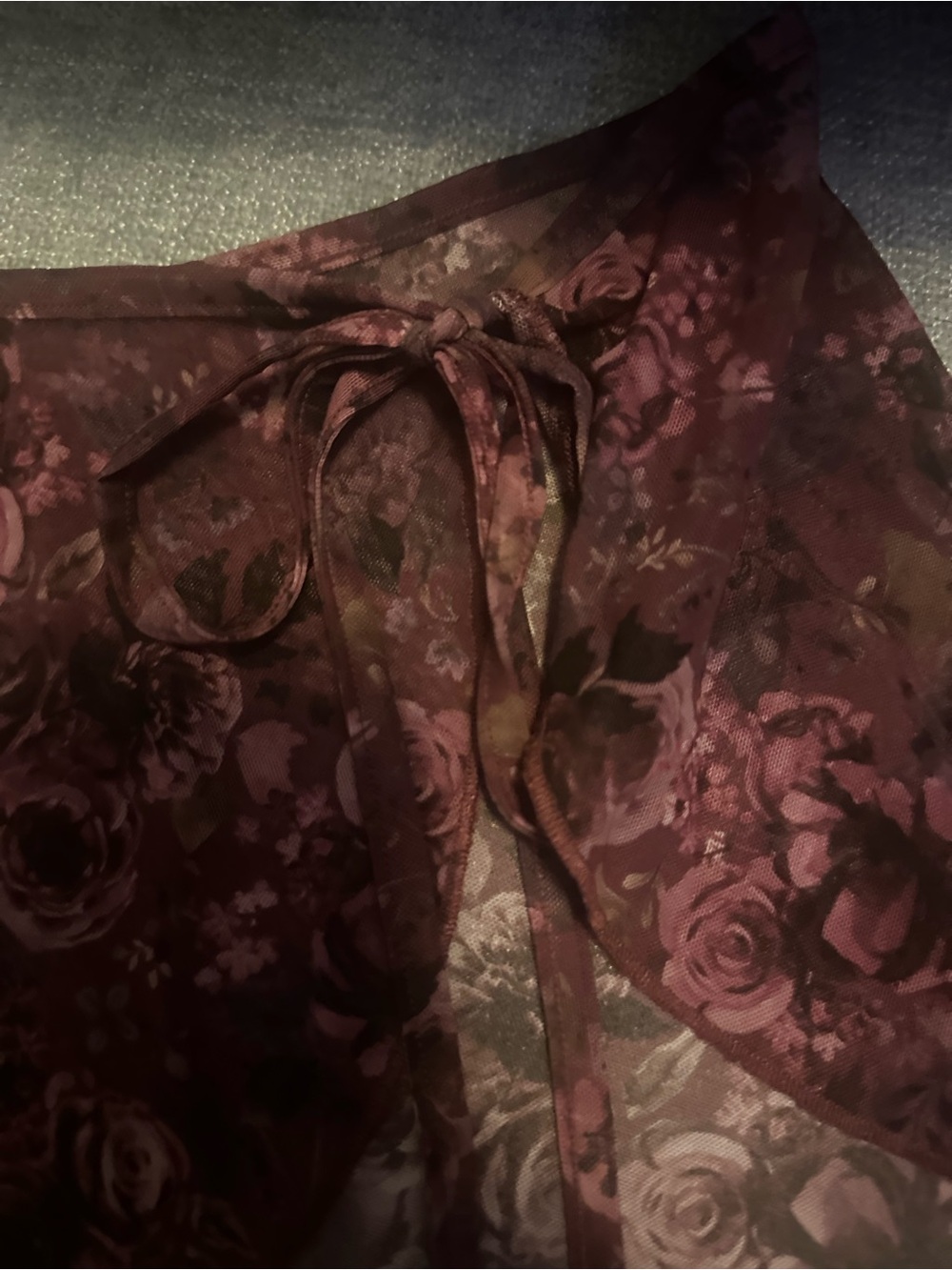 Bloch Burgundy Floral ballet Asymmetrical Wrap Skirt - Picture 2 of 4